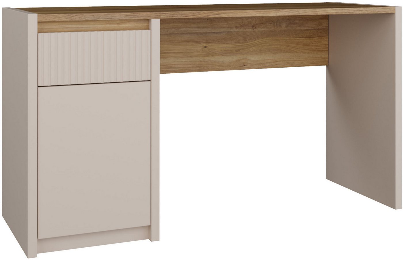 FORTE Schreibtisch Oak Squere, B/H/T 130/72/51,7cm, Soft Close, Vollauszug – Bild 3 von 5