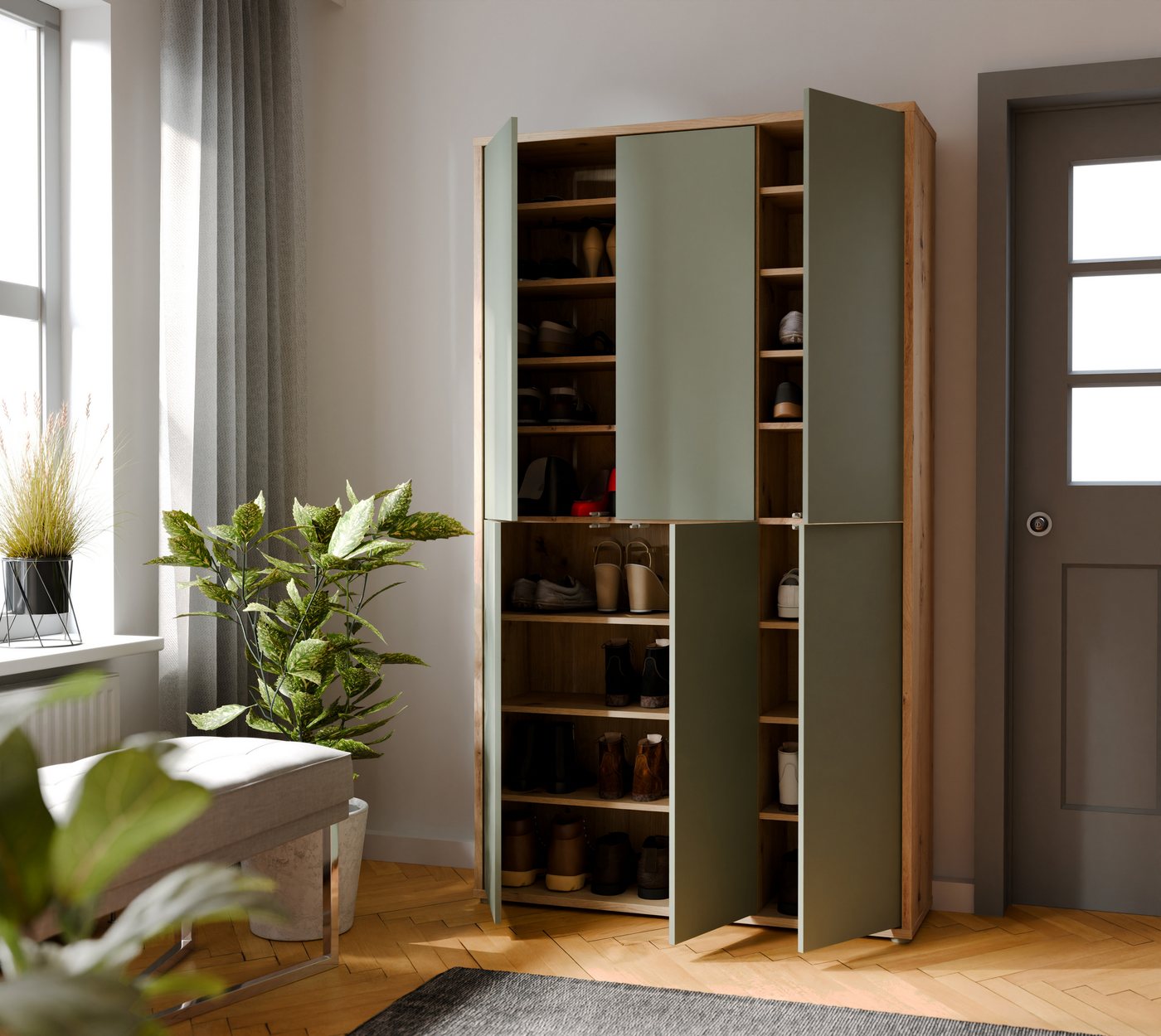 FORTE Schuhschrank Alice Springs, Schuhschrank, B/H/T 109,2/191,9/34,9 cm, 36 Paar Schuhe (B/H/T 109,2/191,9/34,9 cm) Stauraumschrank, Mehrzweckschrank, (B/H 10 – Bild 4 von 5