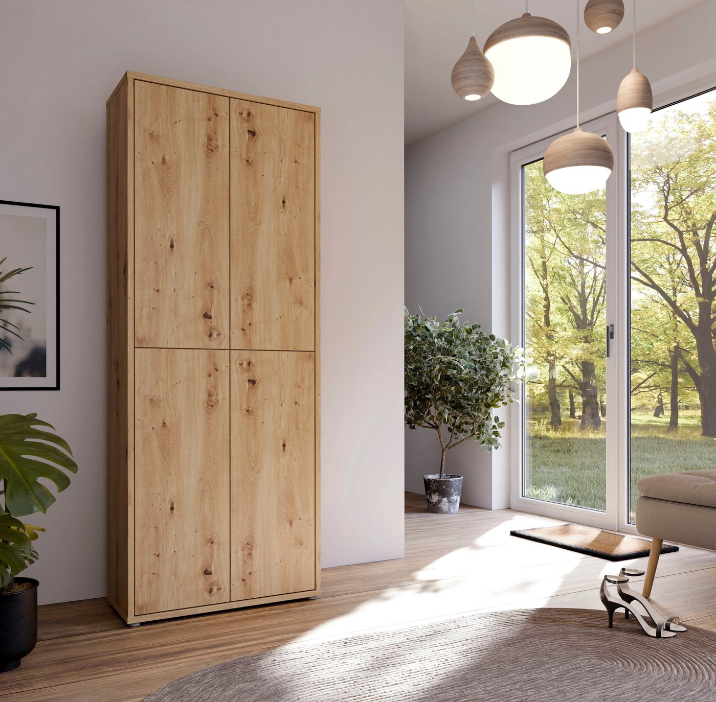 FORTE Schuhschrank Alice Springs, Schuhschrank, Höhe 191,9 cm, 4 Türen, viel Platz (B/H/T 74,5/191,9/34,9 cm) Stauraumschrank, Mehrzweckschrank, Breite 74,5 cm, – Bild 2 von 5
