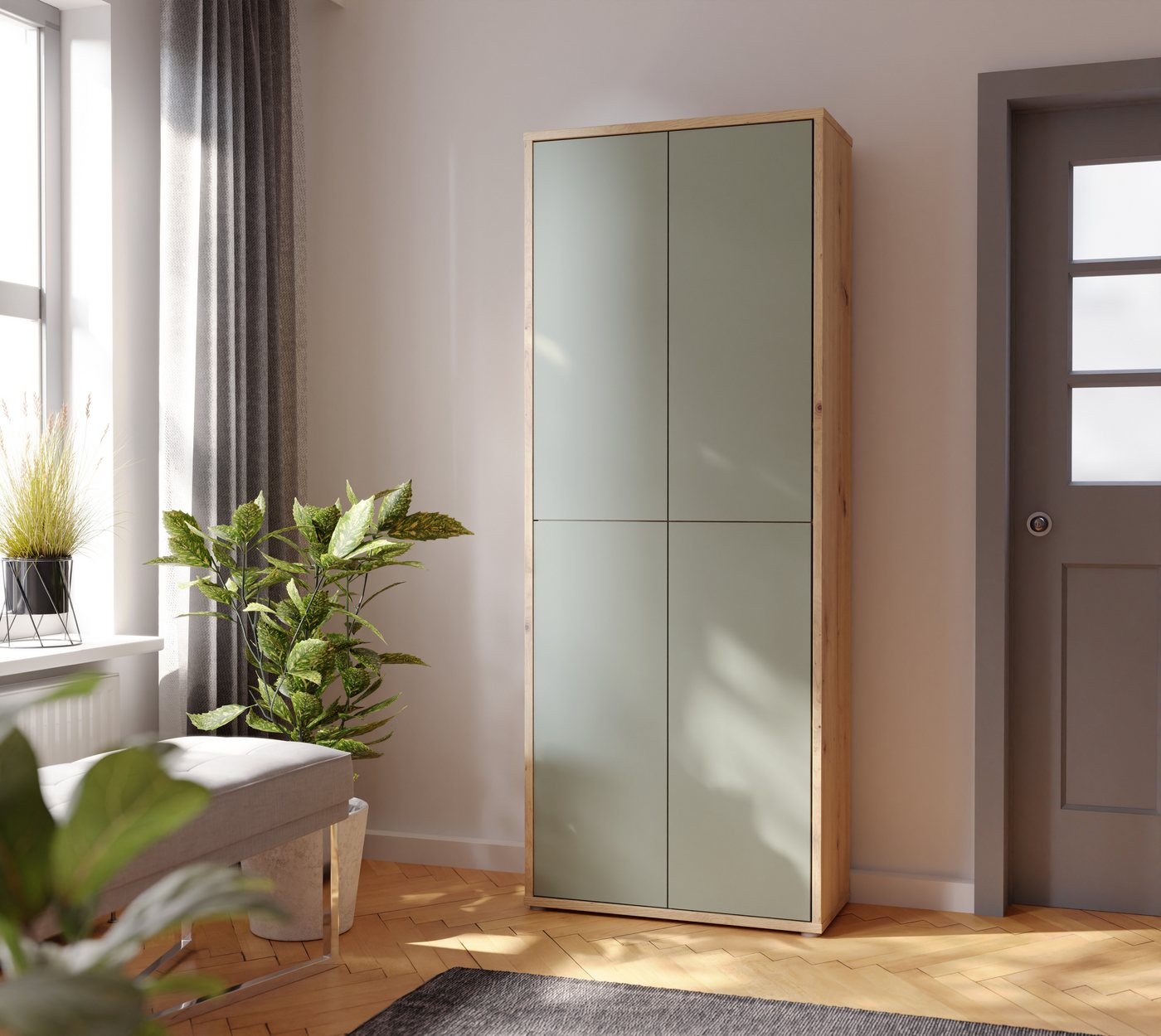 FORTE Schuhschrank Alice Springs, Schuhschrank, Höhe 191,9 cm, 4 Türen, viel Platz (B/H/T 74,5/191,9/34,9 cm) Stauraumschrank, Mehrzweckschrank, Breite 74,5 cm, – Bild 2 von 5