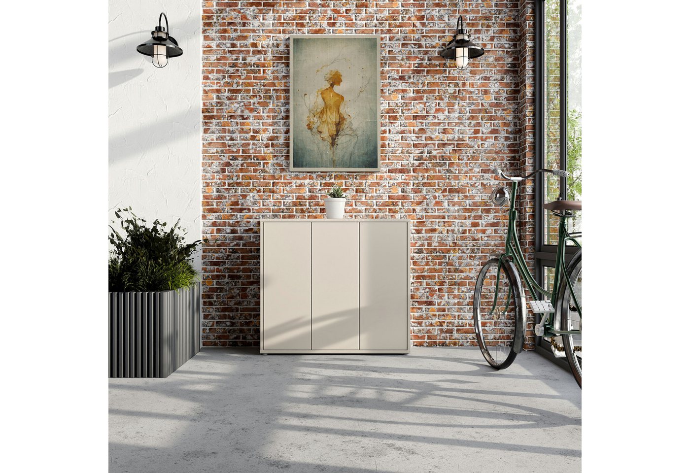 FORTE Schuhschrank Alice Springs, Schuhschrank, Platz für 20 Paar Schuhe, 3 Türen (B/H/T 109,2/99,1/34,9 cm) Stauraumschrank, Mehrzweckschrank, grifflose Front, – Bild 2 von 5