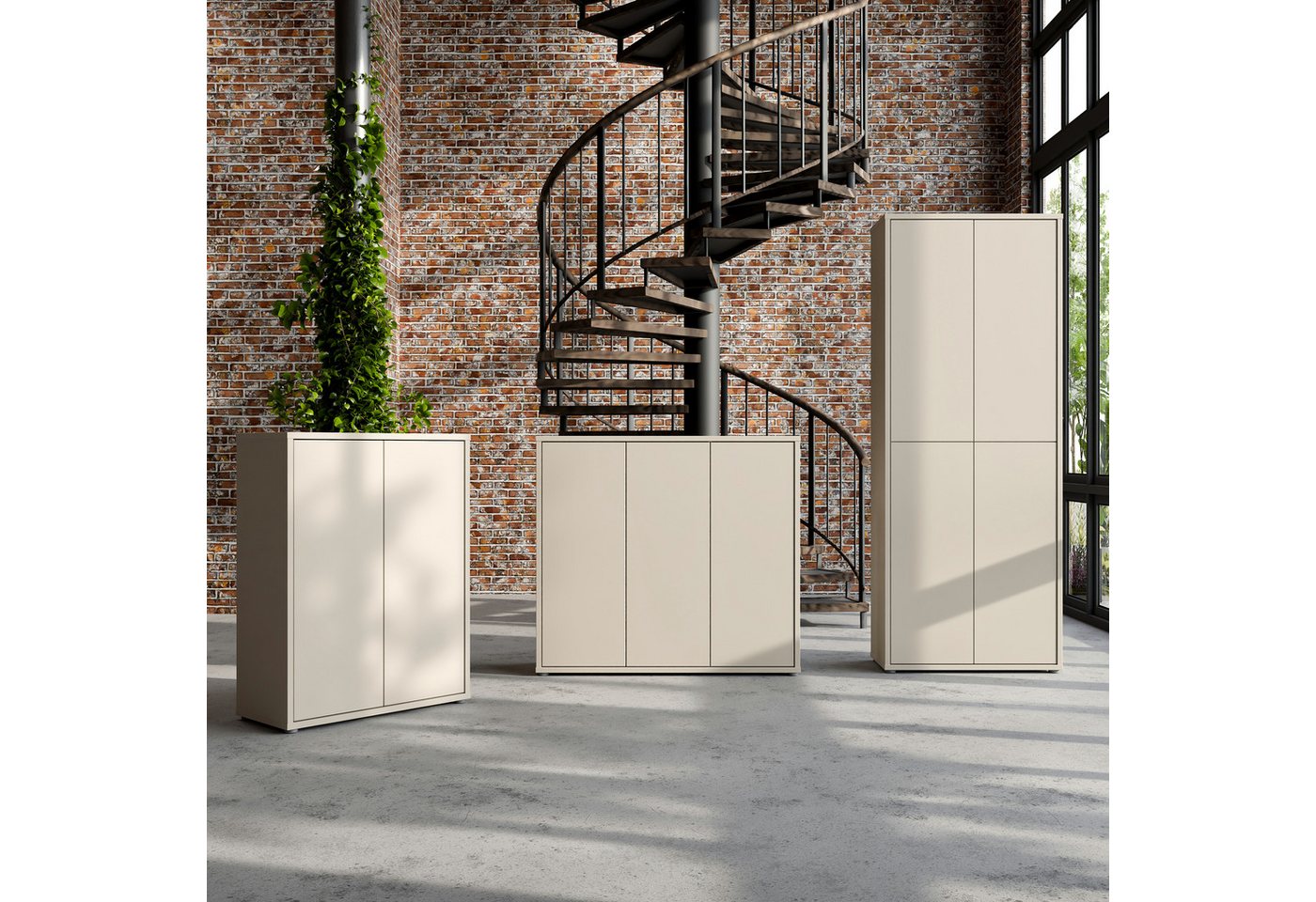 FORTE Schuhschrank Alice Springs, Schuhschrank, Platz für 20 Paar Schuhe, 3 Türen (B/H/T 109,2/99,1/34,9 cm) Stauraumschrank, Mehrzweckschrank, grifflose Front, – Bild 5 von 5
