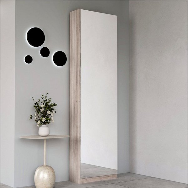 FORTE Schuhschrank Calma Schuhschrank, Spiegeltüre, 12 Paar Schuhe, Türanschlag wählbar (B/H/T : 50/179,7/20 cm) Schuhschrank mit Spiegeltüre, 180cm hoch, 12 Pa