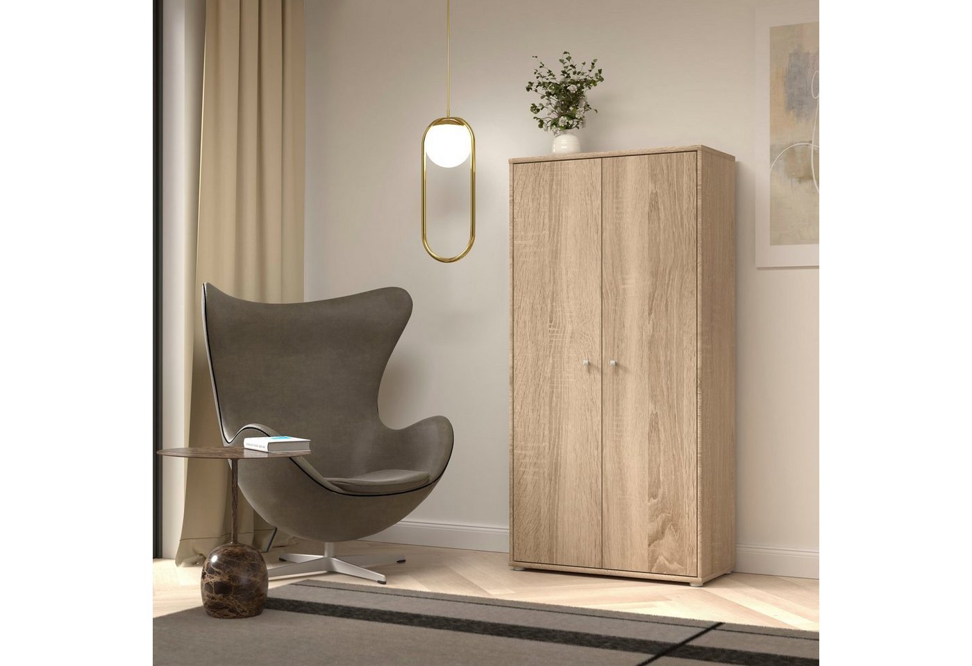FORTE Schuhschrank Tempra, Mehrzweckschrank, 2 Türen, Einlegeböden, Höhe 149,5,5 cm Breite 73,7 cm – Bild 2 von 5