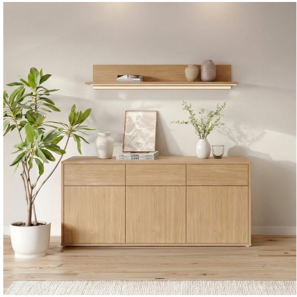 FORTE Sideboard Alice Springs, Sideboard, Breite 184,2 cm, viel Stauraum, Schubkästen mit Vollauszug, Push to open, grifflos
