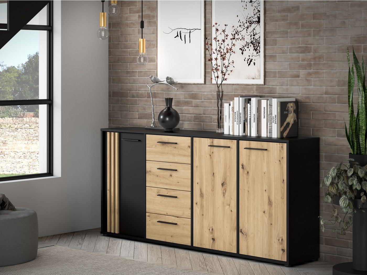 FORTE Sideboard Cardigan, Sideboard, 2 farbig, Stauraum, Schubkasten, Soft Close,Breite 179,4cm – Bild 2 von 5