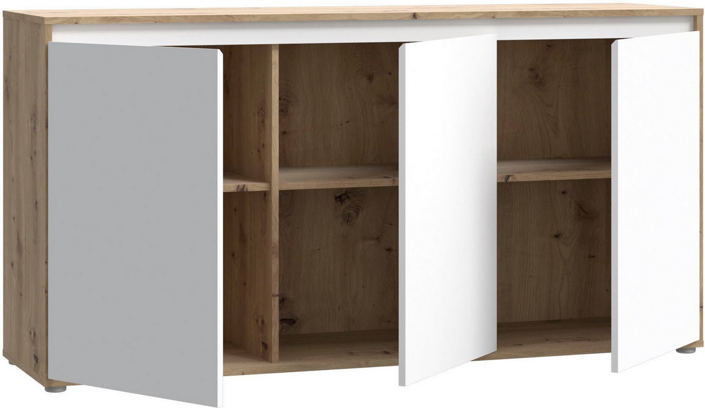 FORTE Sideboard Kommode groß Breite ca 152 cm (B/H/T 152,3/78,5/42 cm), grifflose Front, viel Stauraum – Bild 4 von 5