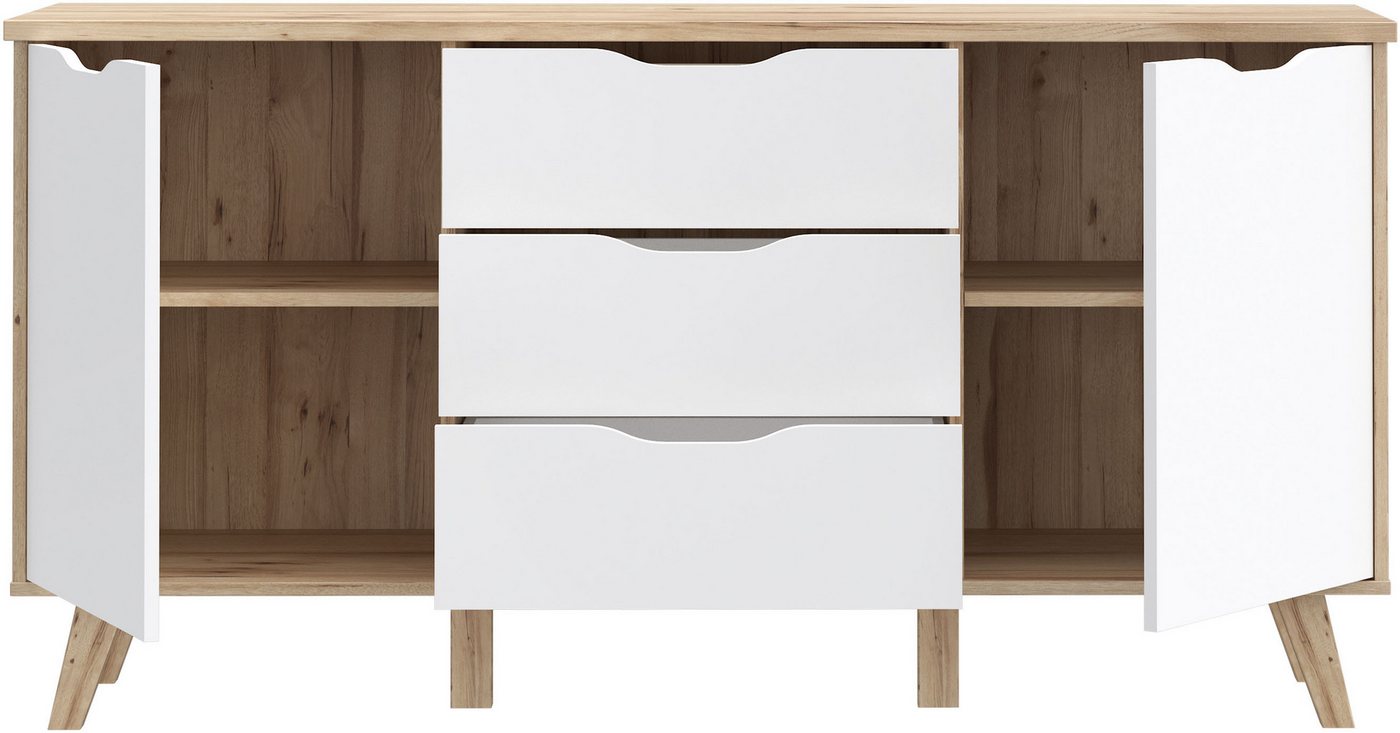 FORTE Sideboard Vankka Anrichte (B/H/T 149,1/76,7/41,7 cm), Sideboard, ca. 150 cm breit, Türen, Schubkästen, Echtholzbeine – Bild 3 von 5
