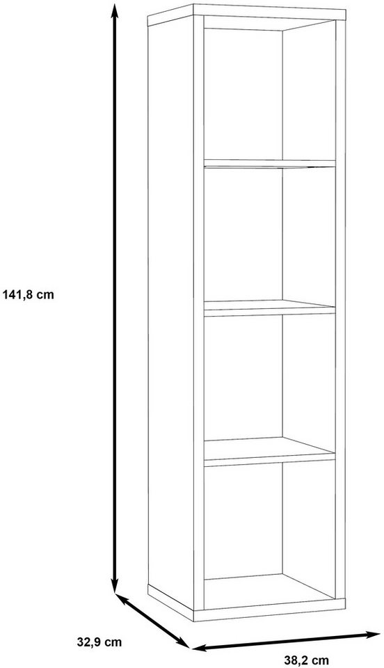 FORTE Standregal Mauro, FSC®-zertifiziert, Fachgröße 33x33cm, 4 Fächer – Bild 4 von 5