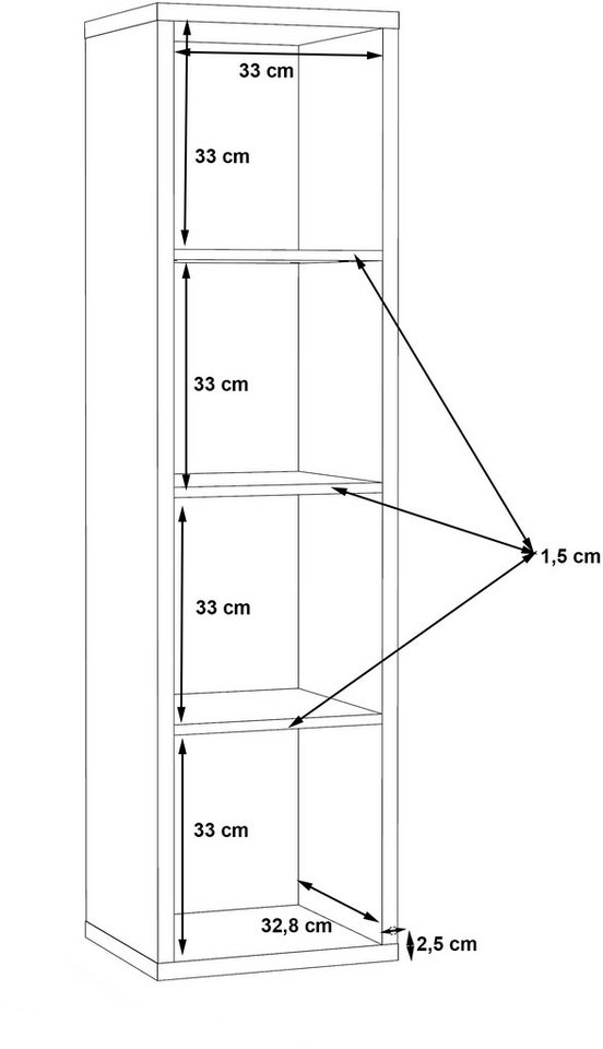 FORTE Standregal Mauro, FSC®-zertifiziert, Fachgröße 33x33cm, 4 Fächer – Bild 5 von 5