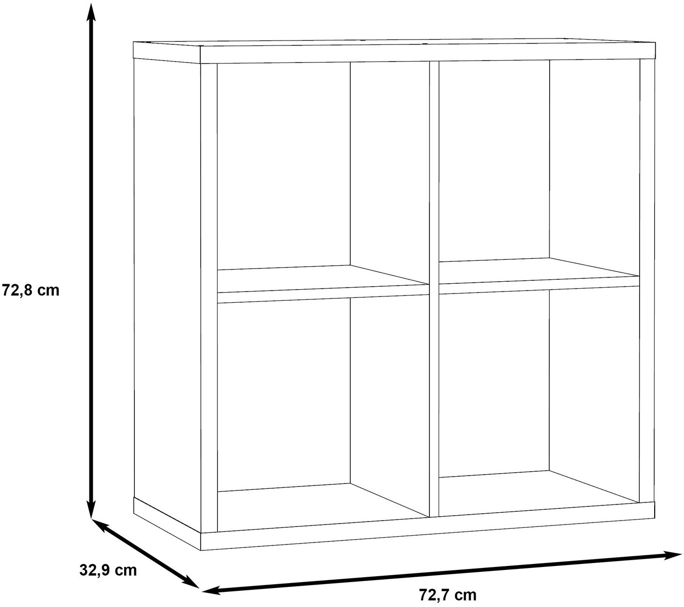 FORTE Standregal Mauro, Fachgröße 33x33cm, 4 Fächer – Bild 4 von 5