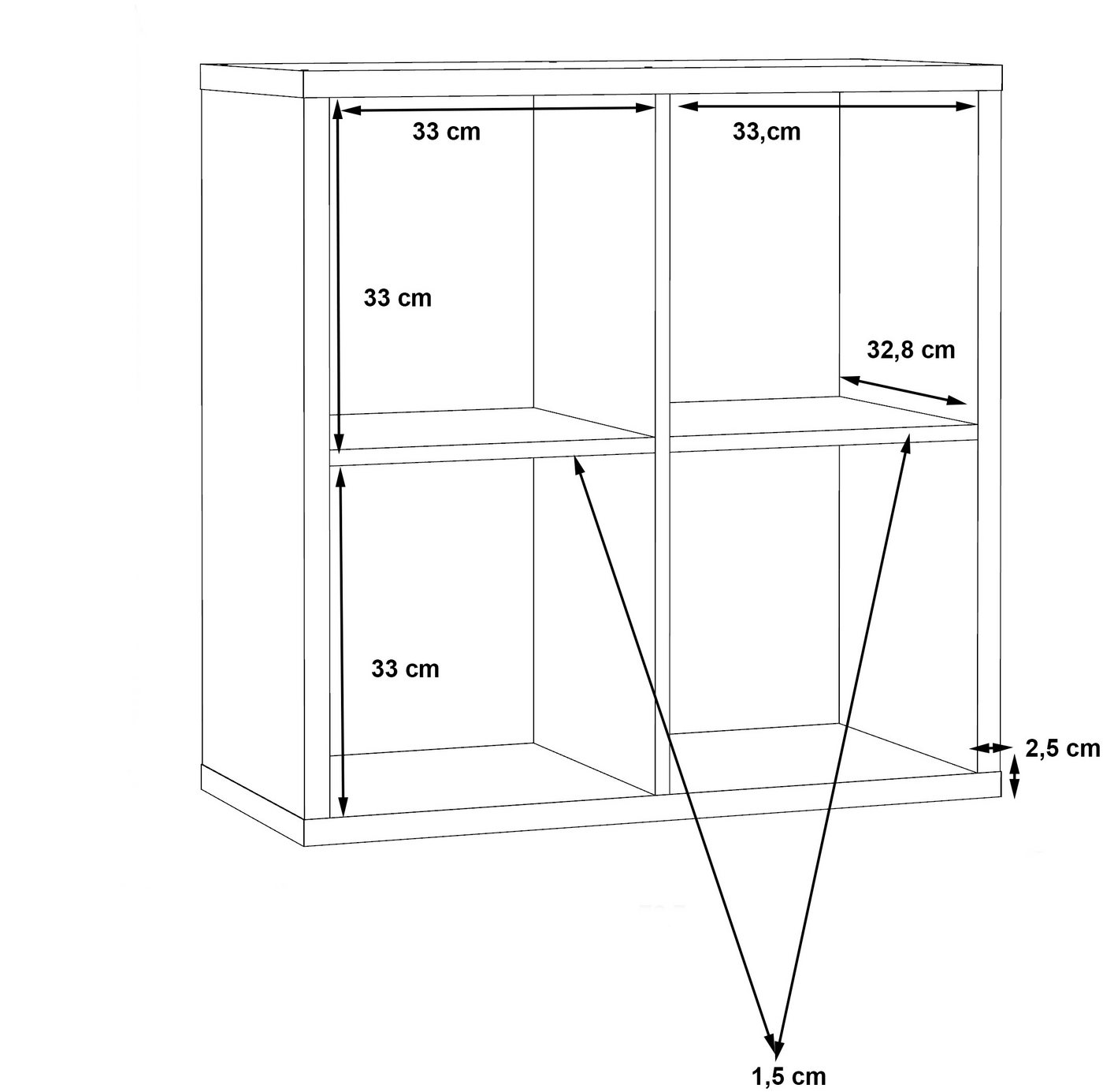 FORTE Standregal Mauro, Fachgröße 33x33cm, 4 Fächer – Bild 5 von 5