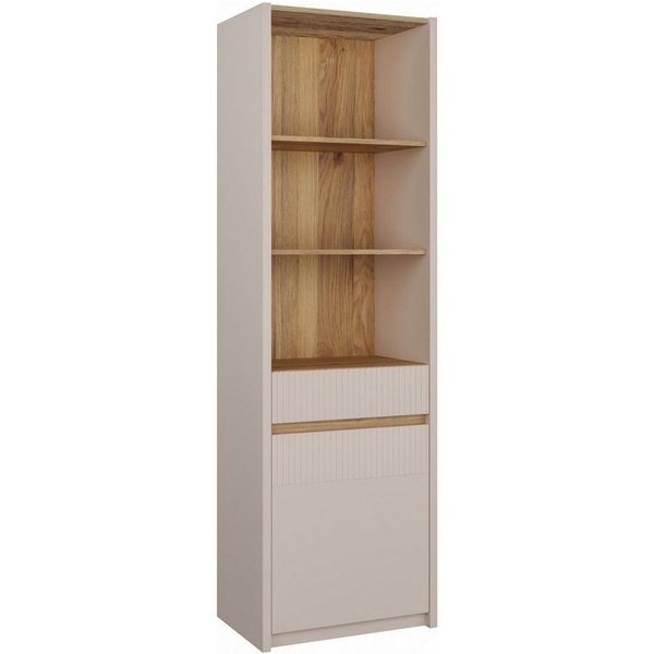 FORTE Stauraumregal Oak Squere, Schubkasten mit Vollauszug, Front Lamellenoptik, inklusive Beleuchtung
