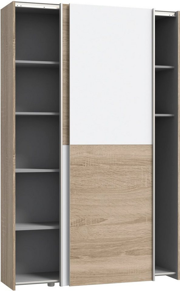 FORTE Wäscheschrank Ozzula, Mehrzweckschrank, Schwebetürenschrank, Garderobenschrank (B/H/T ca. 120/190,5/42cm, 2 Türen, 6 Einlegeböden) FSC® zertifiziert, vari – Bild 4 von 5
