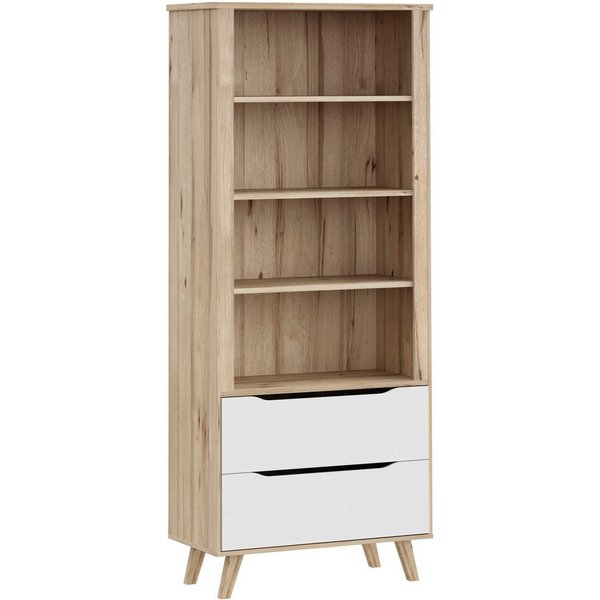 FORTE Wandregal Vankka Regal 2 Schubkästen, Regal, Holzfüße, Einlegeböden variabel, 2 Schubkästen