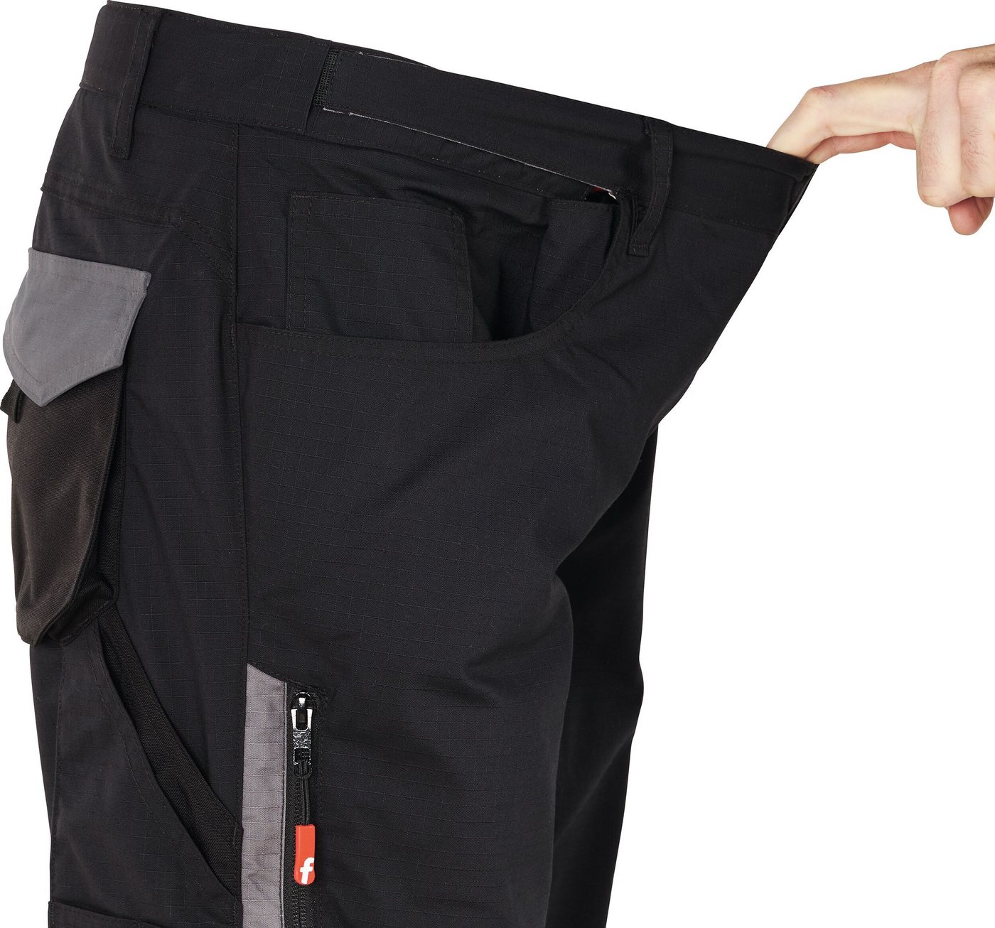 fortis Arbeitsbundhose Damen-Cargohose Performance schwarz/grau – Bild 5 von 5