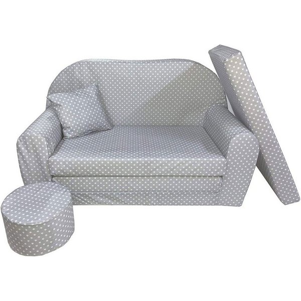 FORTISLINE Kindersitzgruppe Kindersofa Kindercouch Aufklappen Bettfunktion + Hocker W319