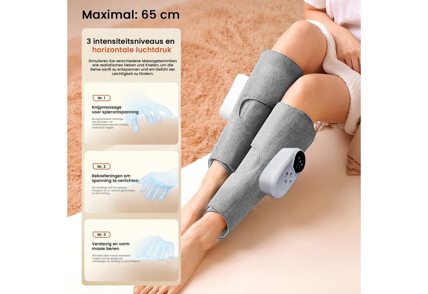 FOSMET Massagegerät Wadenmassagegerät,Luftkompression Massage,Beinmassagegerät mit Heizung, Verstellbares Beinmassagegerät mit Wärmefunktion für Entspannung und – Bild 3 von 5