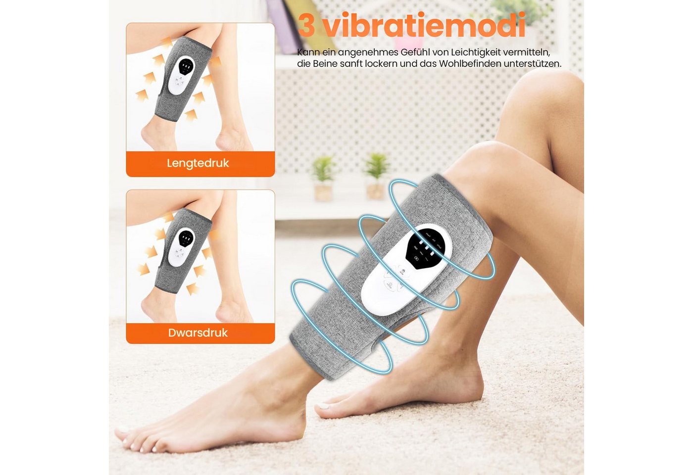 FOSMET Massagegerät Wadenmassagegerät,Luftkompression Massage,Beinmassagegerät mit Heizung, Verstellbares Beinmassagegerät mit Wärmefunktion für Entspannung und – Bild 4 von 5