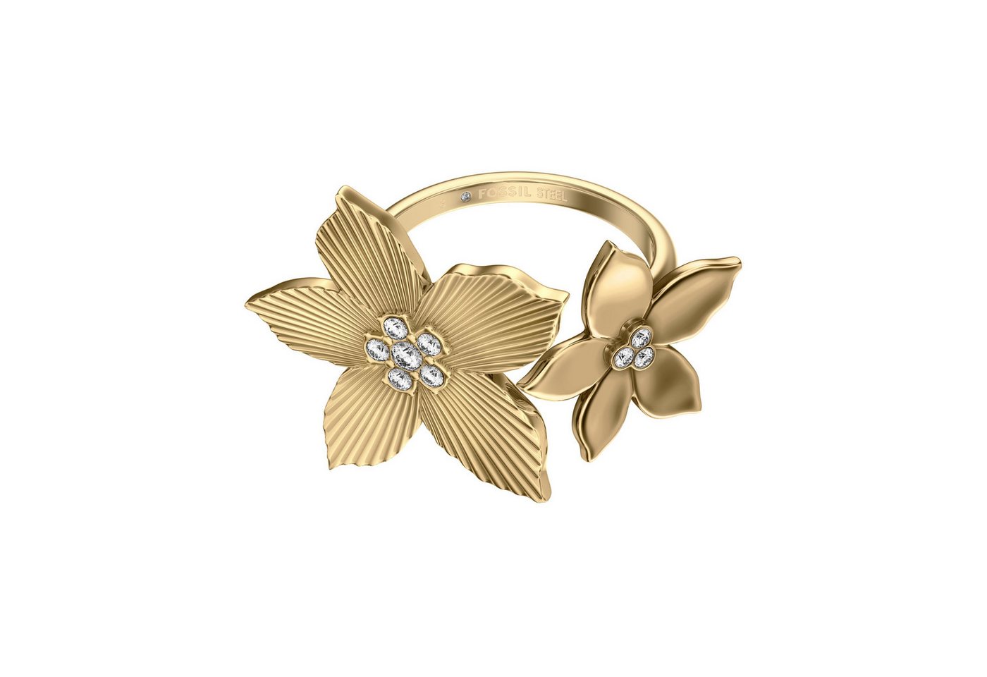 Fossil Fingerring Schmuck Geschenk Edelsthal Ring Blume Sutton, mit Glasstein – Bild 2 von 5