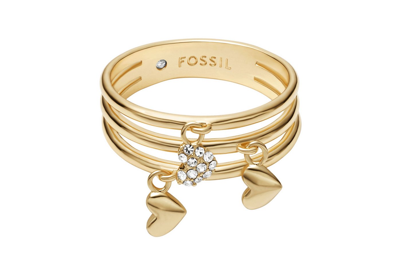 Fossil Fingerring Schmuck Geschenk Metall SUTTON Herzen, mit Glasstein – Bild 2 von 5