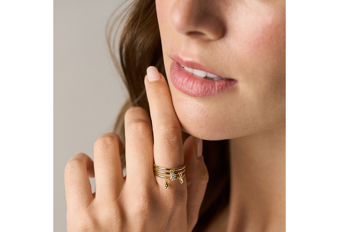Fossil Fingerring Schmuck Geschenk Metall SUTTON Herzen, mit Glasstein – Bild 5 von 5