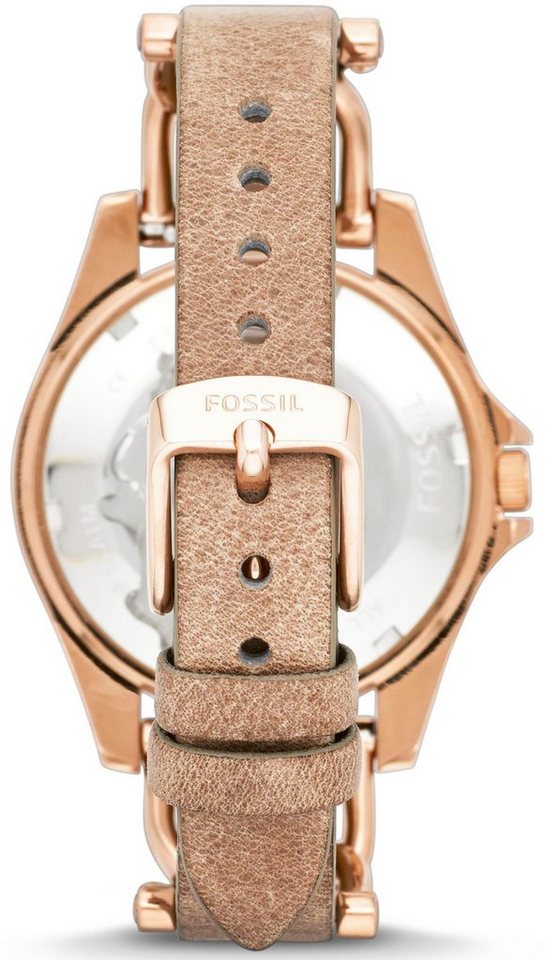 Fossil Multifunktionsuhr RILEY ES3466, Quarzuhr, Armbanduhr, Damenuhr, Datum, Glassteine, Lederarmband – Bild 3 von 4