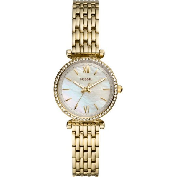 Fossil Quarzuhr CARLIE ES4735, Armbanduhr, Damenuhr, Perlmutt-Zifferblatt, Edelstahlarmband