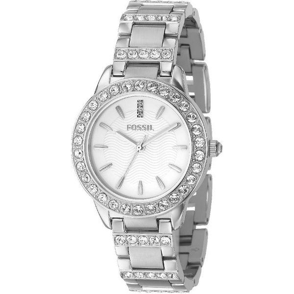 Fossil Quarzuhr JESSE ES2362, Armbanduhr, Damenuhr, Glassteine, analog, Edelstahlarmband
