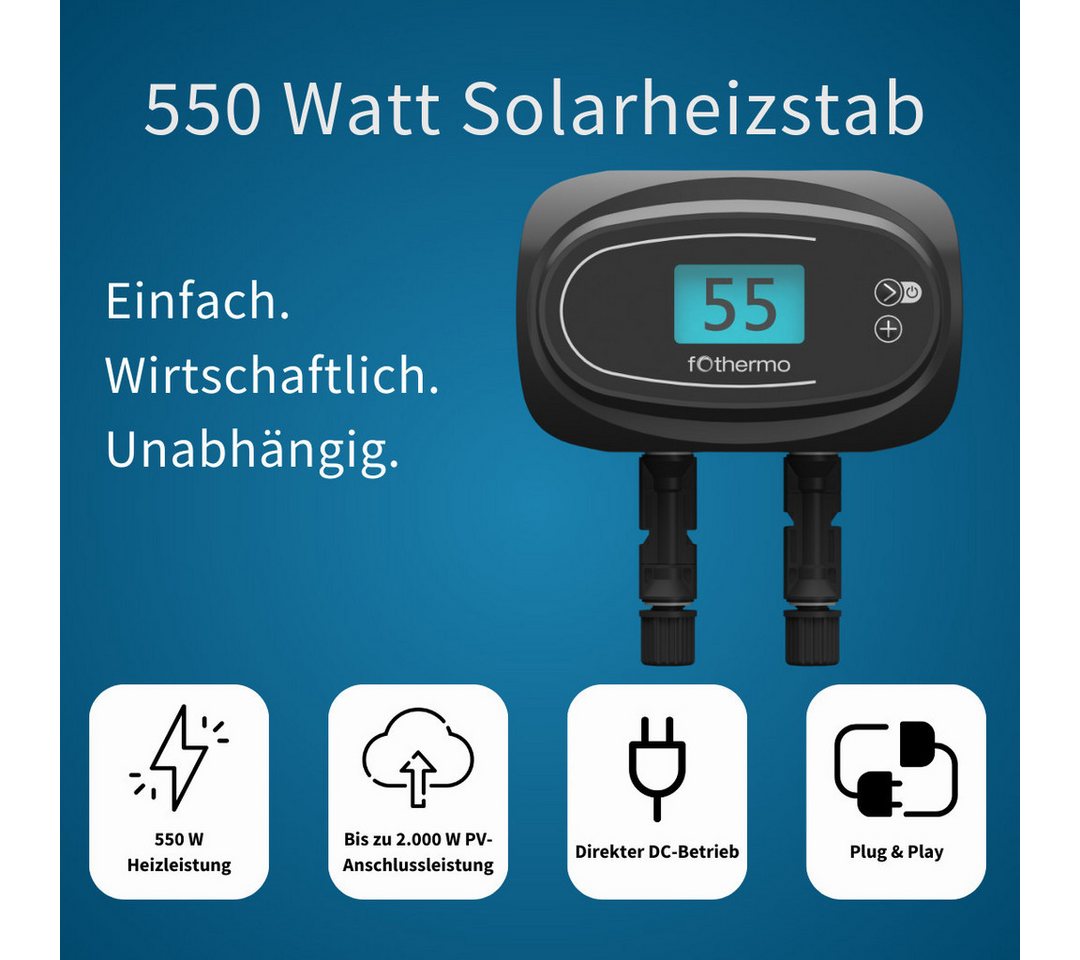 fothermo System AG Heizstab ROD-550, Einzelprodukt, 550 W, MPP-Tracker, PV-Direktanschluss, stufenlos regelbar – Bild 2 von 5