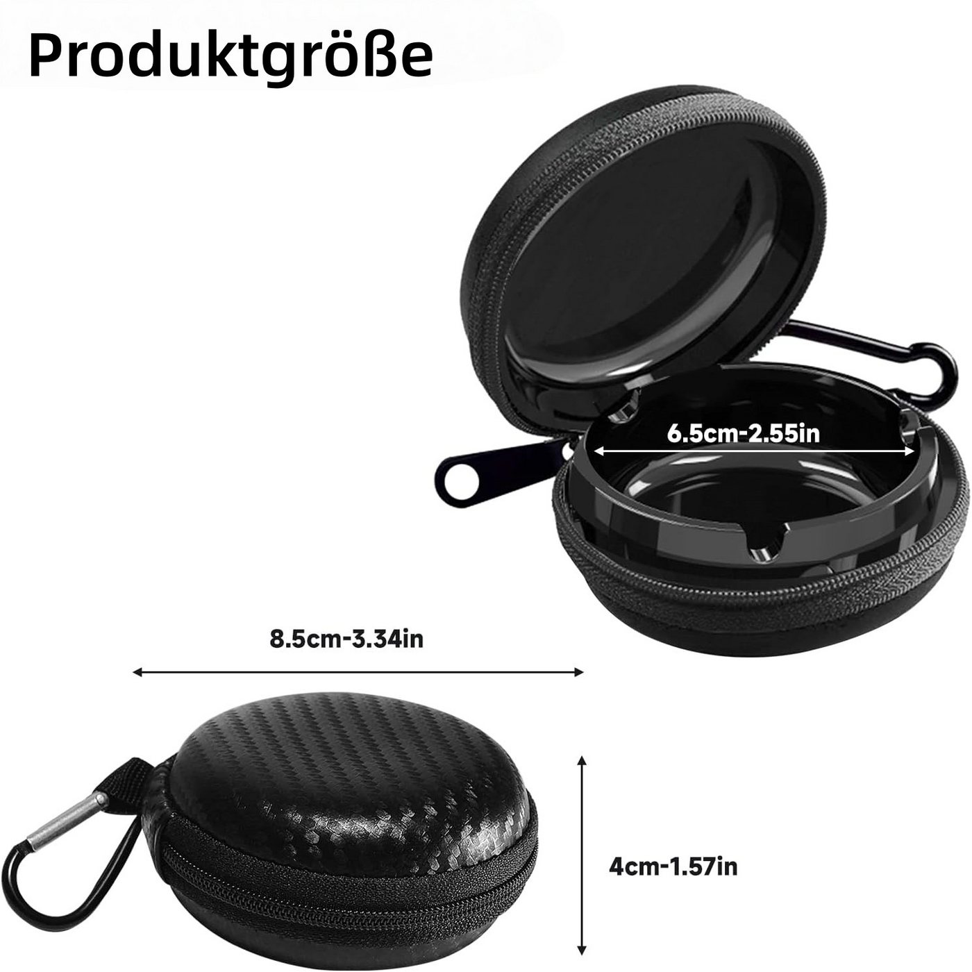 FOUORTUNATE-BEE Aschenbecher Taschenaschenbecher mit Schlüsselring – ideal für Reise & Camping, Tragbarer Aschenbecher mit Deckel für unterwegs und Outdoor – Bild 2 von 5
