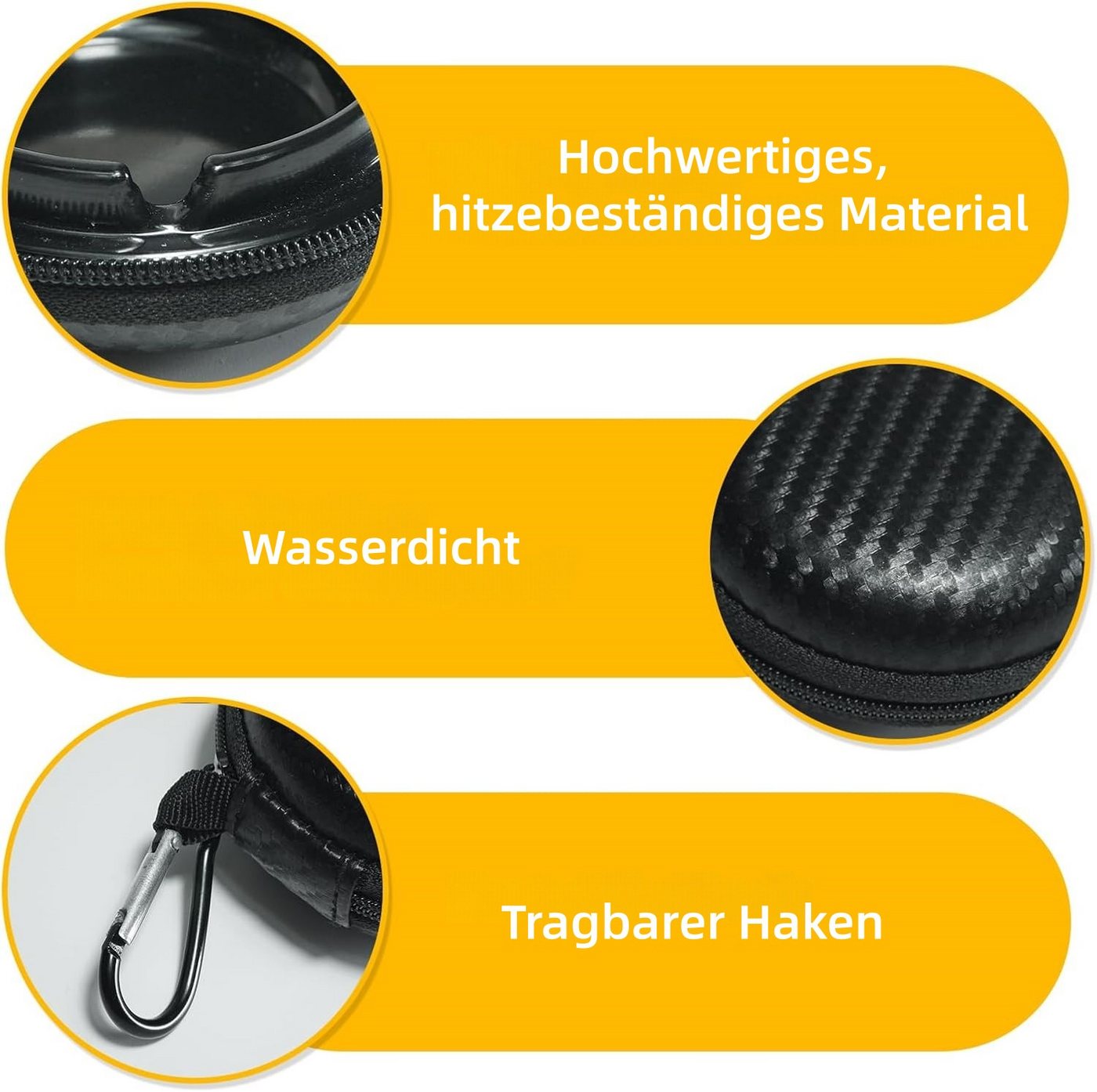 FOUORTUNATE-BEE Aschenbecher Taschenaschenbecher mit Schlüsselring – ideal für Reise & Camping, Tragbarer Aschenbecher mit Deckel für unterwegs und Outdoor – Bild 5 von 5
