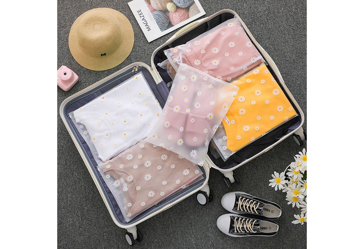 FOUORTUNATE-BEE Aufbewahrungstasche 20 Reise Aufbewahrungsbeutel mit Reißverschluss wasserdicht Set (20-tlg), Für Kleidung Schuhe Kosmetik Wäsche Urlaub und Ges – Bild 3 von 5