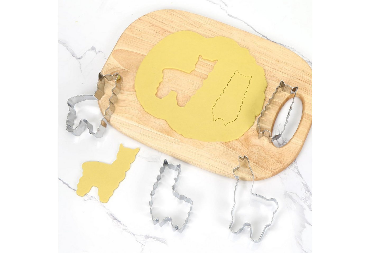 FOUORTUNATE-BEE Ausstechform 4er Set Alpaka Ausstechformen für Kekse & Backen, (4-St), Tier-Keksausstecher für Backen und kreative Bastelideen – Bild 3 von 5