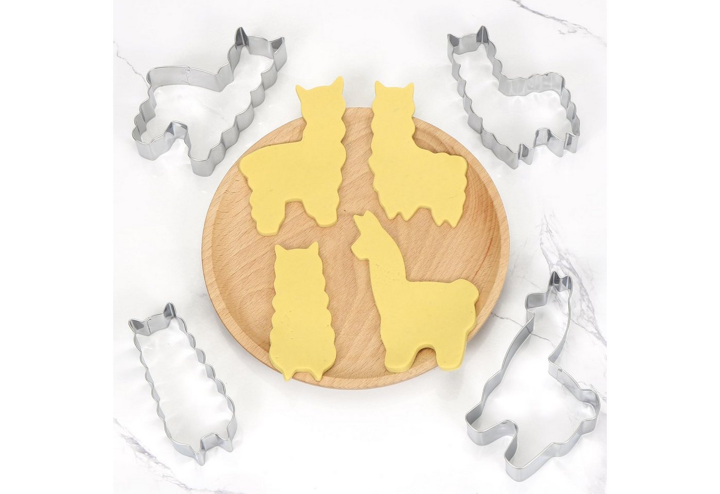 FOUORTUNATE-BEE Ausstechform 4er Set Alpaka Ausstechformen für Kekse & Backen, (4-St), Tier-Keksausstecher für Backen und kreative Bastelideen – Bild 4 von 5