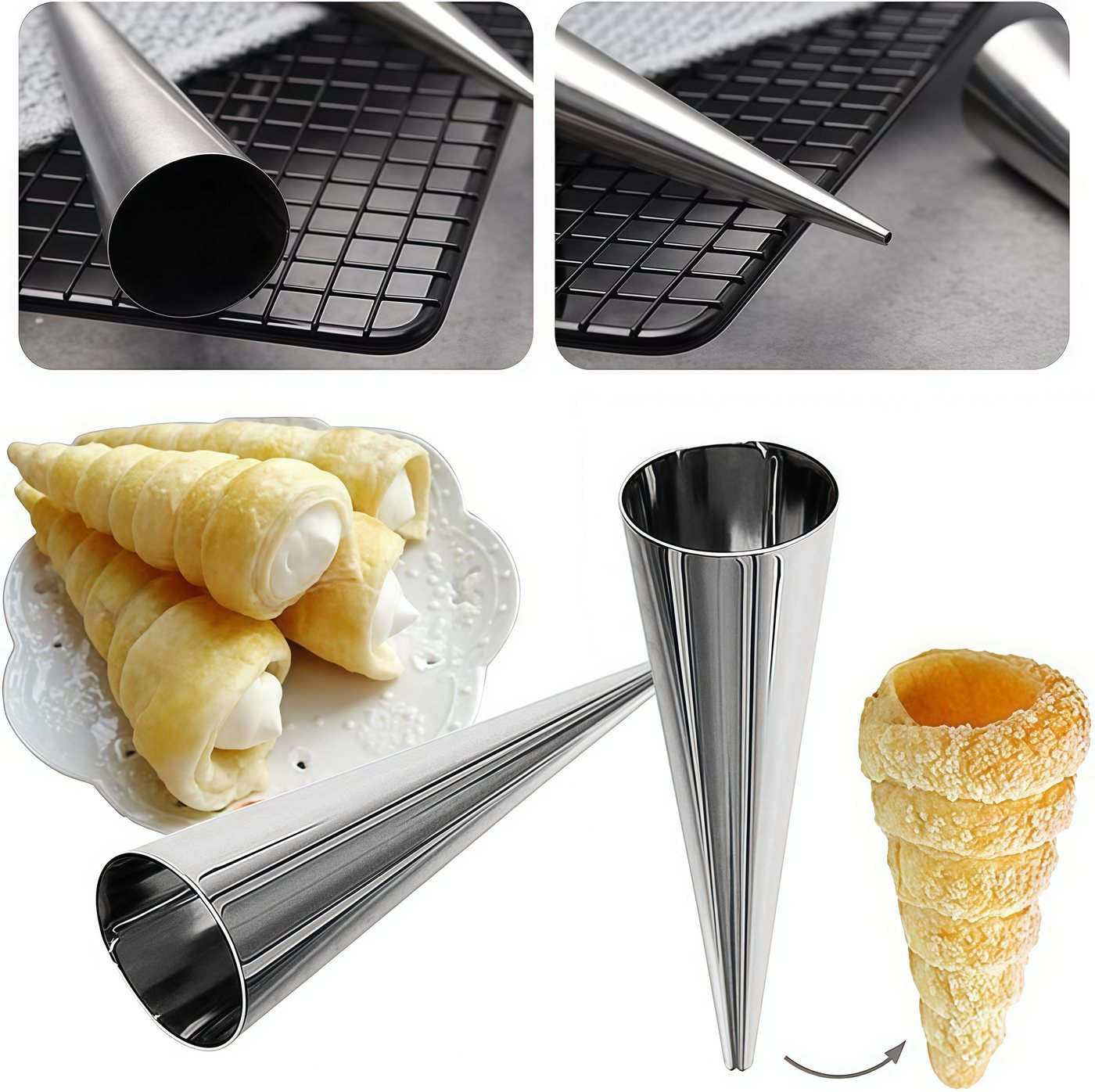 FOUORTUNATE-BEE Ausstechform 7-teiliges Kegel-Backform-Set aus Edelstahl, (7-St), Robuste Edelstahlformen für Kuchen, Dessert und Gebäck – Bild 3 von 5