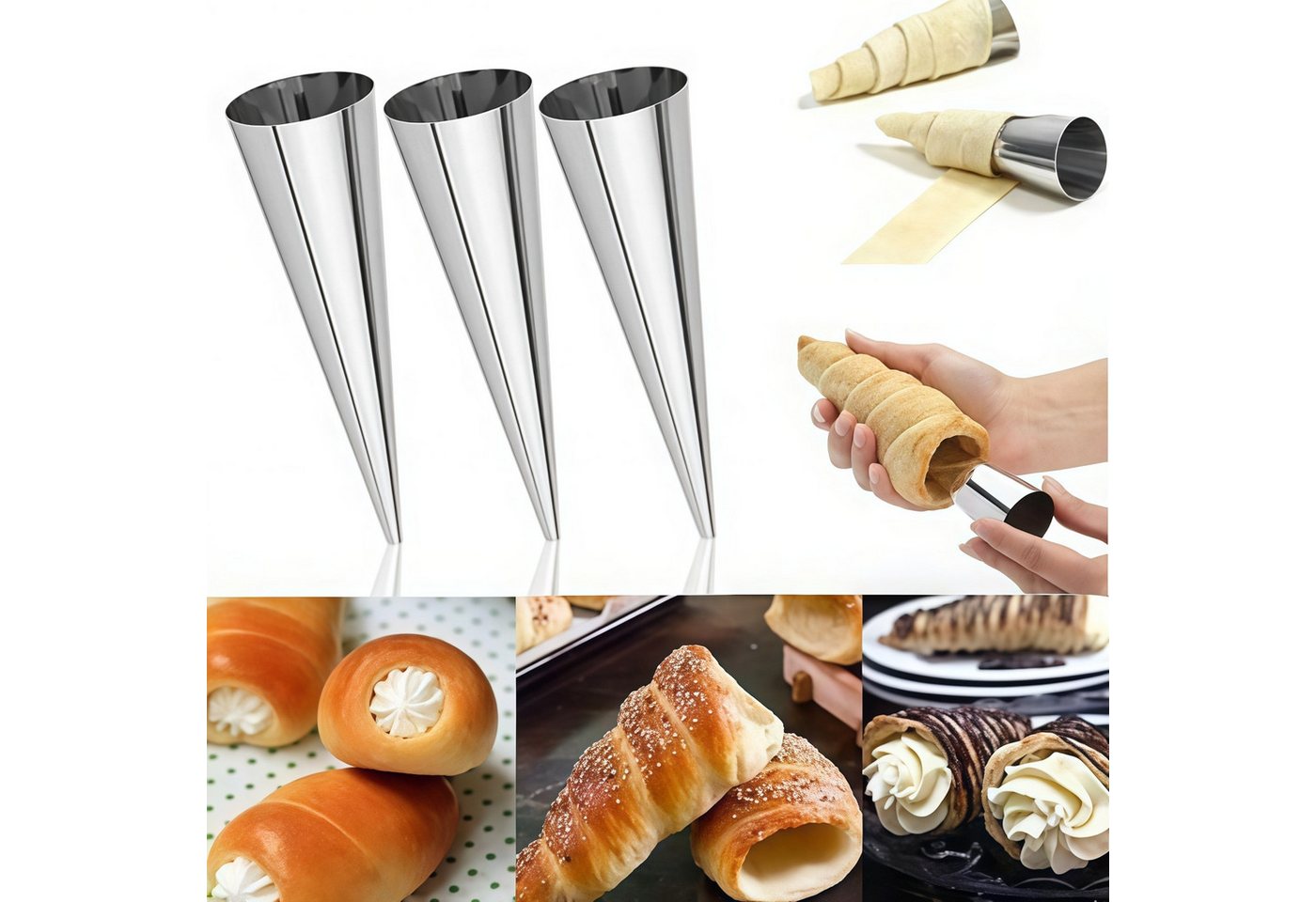 FOUORTUNATE-BEE Ausstechform 7-teiliges Kegel-Backform-Set aus Edelstahl, (7-St), Robuste Edelstahlformen für Kuchen, Dessert und Gebäck – Bild 4 von 5