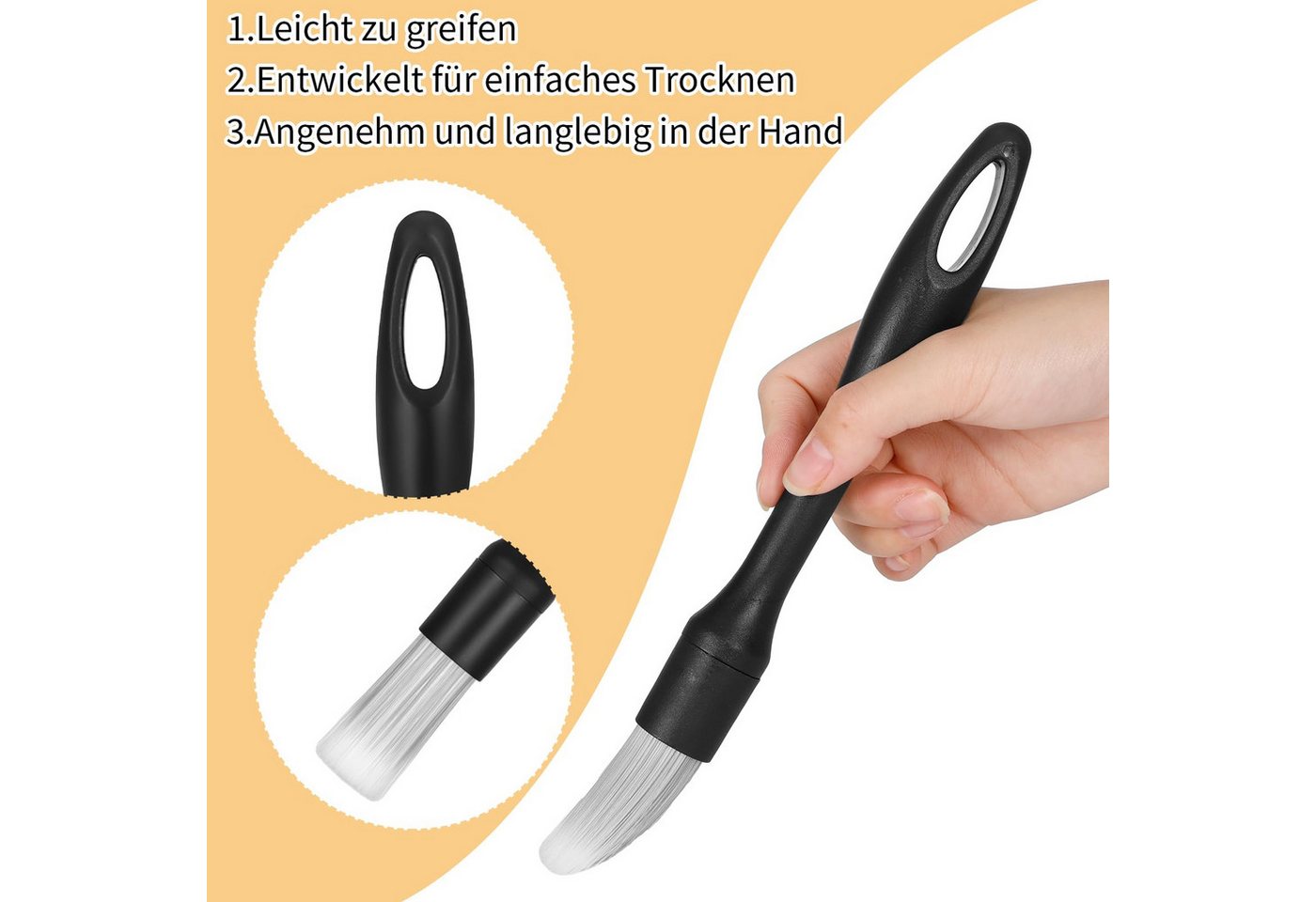 FOUORTUNATE-BEE Autowaschbürste 5 Stück Auto Detailingbürste, Auto Innenreinigung Weiche Bürste, Auto, Felgen, Alufelgen, Innenraum, Motorrad – Bild 3 von 5