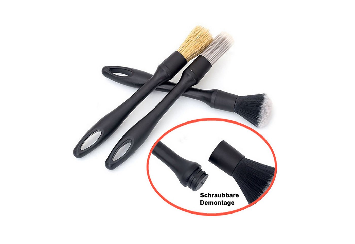 FOUORTUNATE-BEE Autowaschbürste 5 Stück Auto Detailingbürste, Auto Innenreinigung Weiche Bürste, Auto, Felgen, Alufelgen, Innenraum, Motorrad – Bild 5 von 5