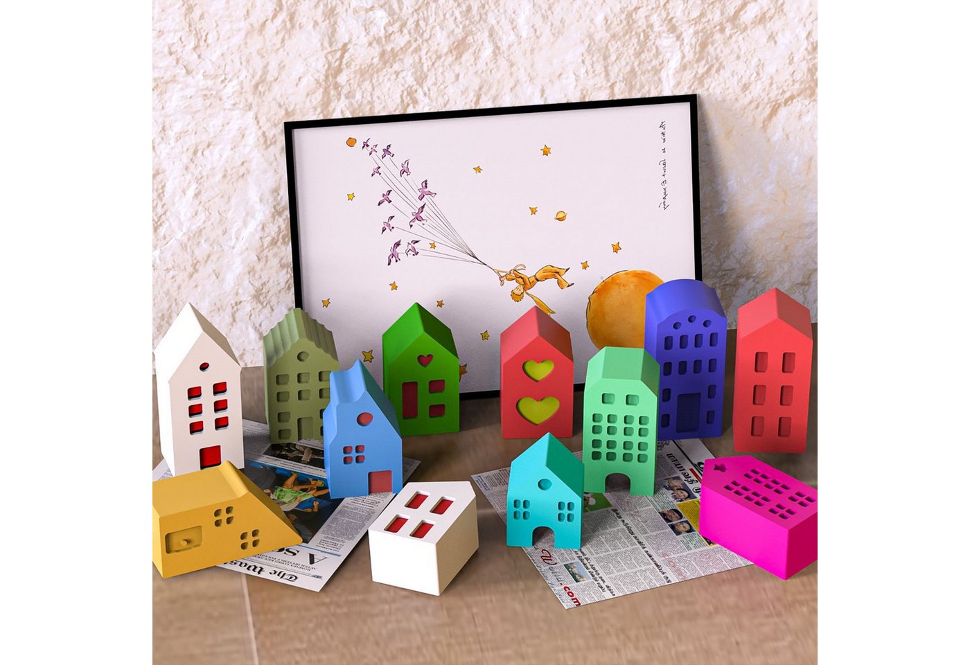FOUORTUNATE-BEE Backform 12er Set 3D Haus Silikonformen Mini Haus Gießform für DIY Deko, 12 Silikonformen Mini Häuser 3D Gießform für Gips Beton Deko – Bild 4 von 5