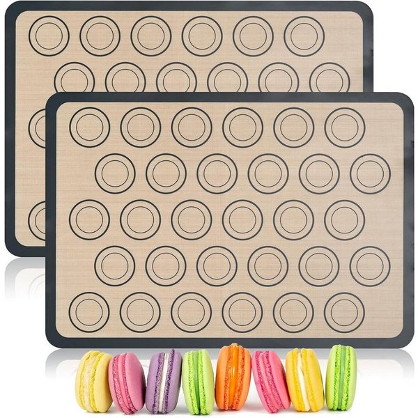 FOUORTUNATE-BEE Backmatte 2er Set Macaron-Backmatten aus Silikon, wiederverwendbar, (2-tlg), Antihaft-Backmatten für Macarons, Kuchen und Brot