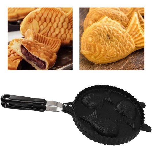 FOUORTUNATE-BEE Backstein Taiyaki Form Fischwaffeleisen Antihaft Backform für Taiyaki, Für Küche Camping Reisen Café Dessert und Kuchenzubereitung
