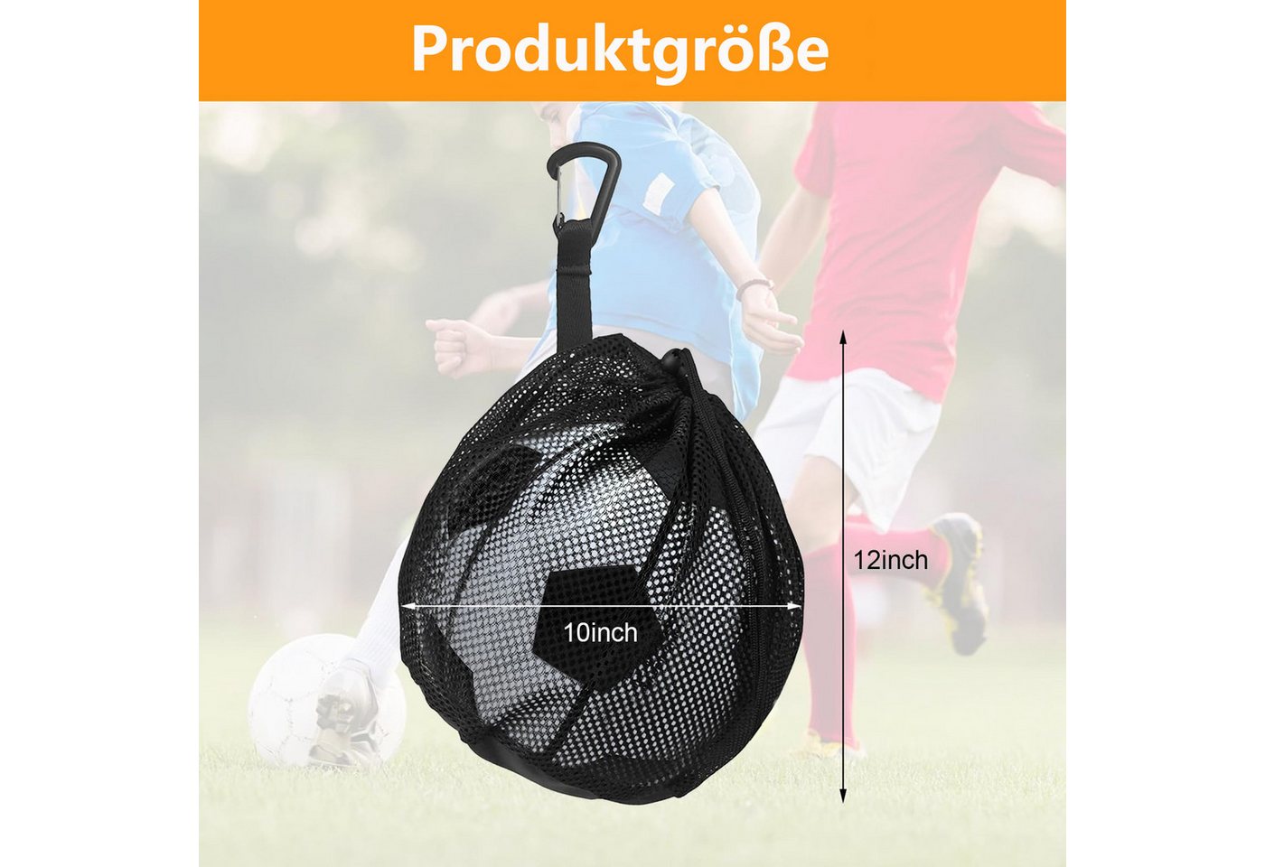 FOUORTUNATE-BEE Balltasche Universal Balltasche Tragbare Balltasche Netz mit Karabiner (für Fußball, Basketball, Volleyball und Handball, Geschenk für Kinder Ju – Bild 2 von 5