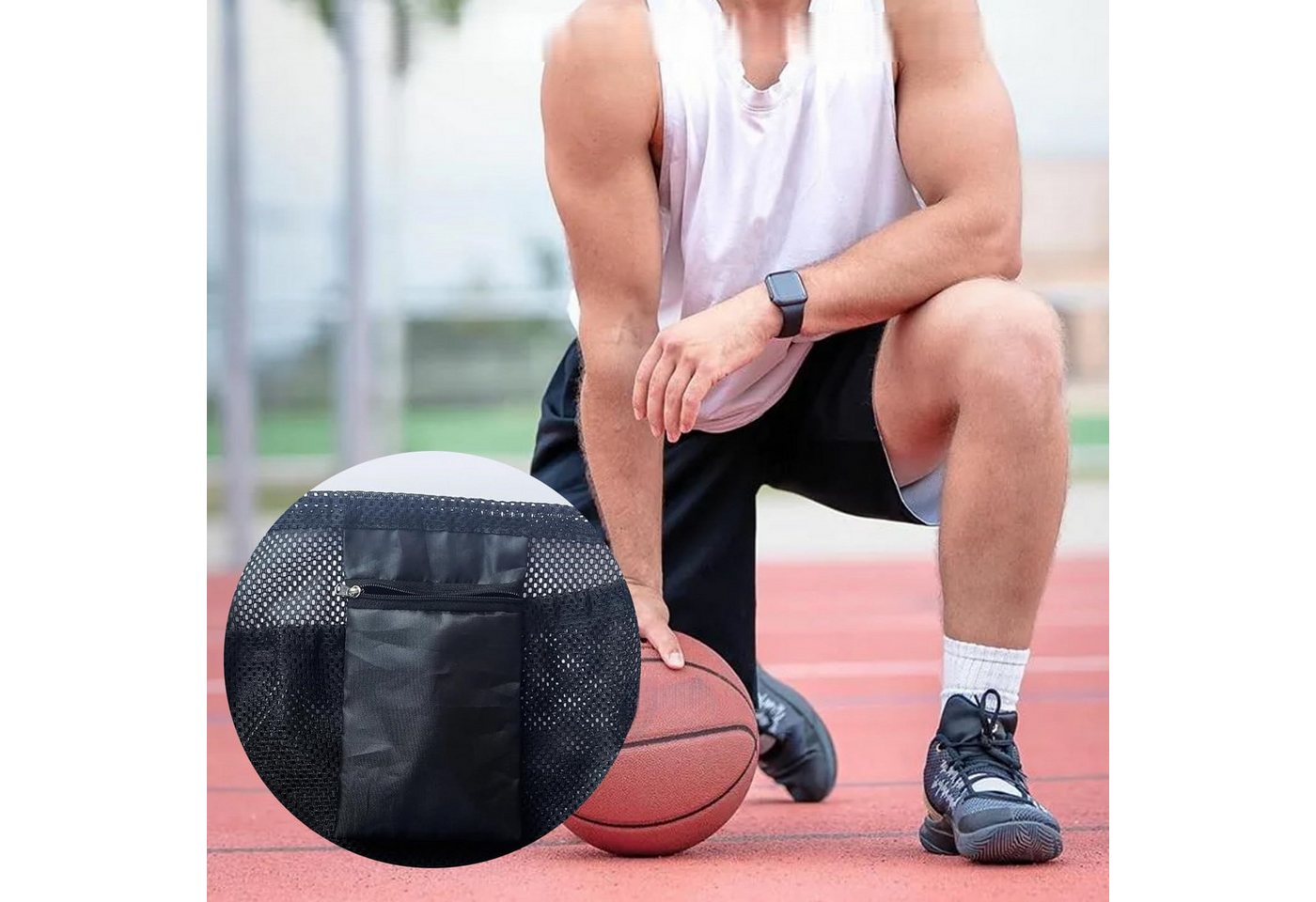 FOUORTUNATE-BEE Balltasche Universal Balltasche Tragbare Balltasche Netz mit Karabiner (für Fußball, Basketball, Volleyball und Handball, Geschenk für Kinder Ju – Bild 3 von 5