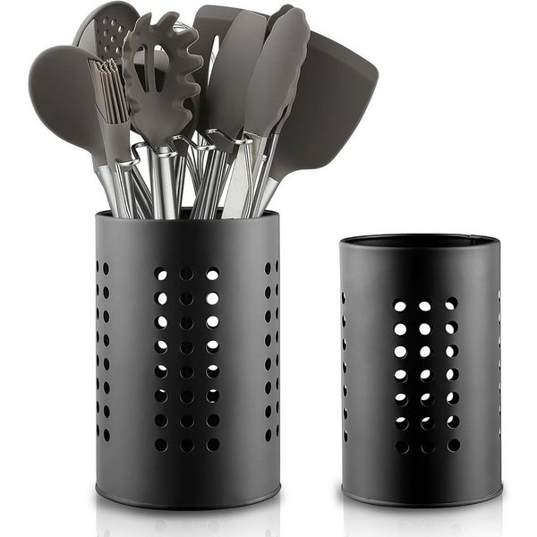 FOUORTUNATE-BEE Besteckhalter 2er Set Küchenutensilienhalter aus Edelstahl, für Arbeitsplatte, (2-tlg), Schwarzer Edelstahl Besteck- und Utensilienhalter 2er Se