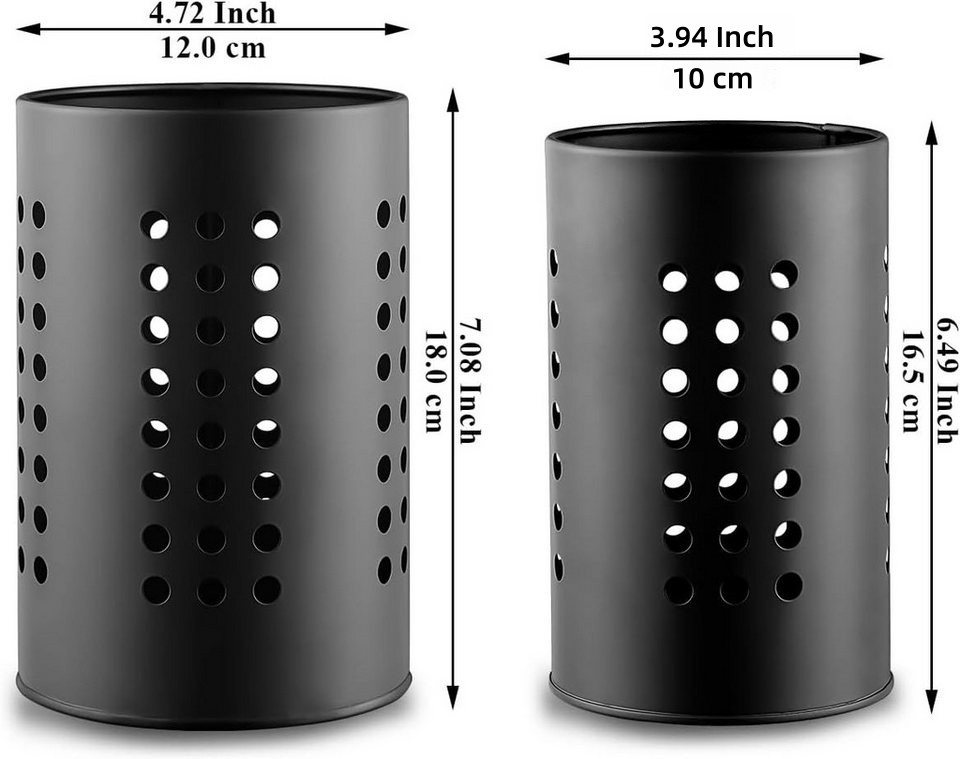FOUORTUNATE-BEE Besteckhalter 2er Set Küchenutensilienhalter aus Edelstahl, für Arbeitsplatte, (2-tlg), Schwarzer Edelstahl Besteck- und Utensilienhalter 2er Se – Bild 2 von 5
