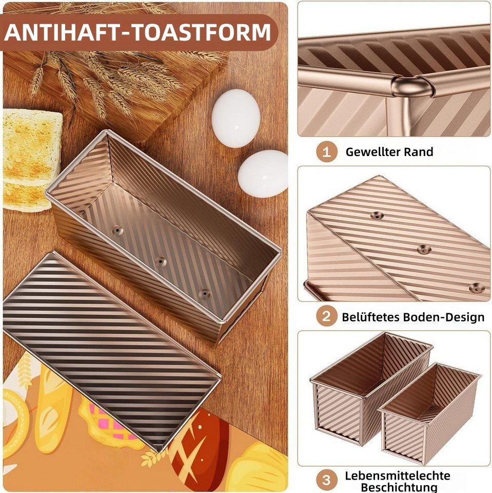 FOUORTUNATE-BEE Brotbackform Antihaft-Brotbackform mit Deckel – Ideal für Toast und Kuchen, Praktische Toast- und Kuchenform für gleichmäßiges Backen zu Hause – Bild 4 von 5