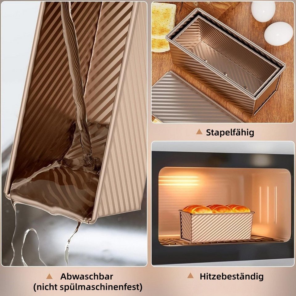 FOUORTUNATE-BEE Brotbackform Antihaft-Brotbackform mit Deckel – Ideal für Toast und Kuchen, Praktische Toast- und Kuchenform für gleichmäßiges Backen zu Hause – Bild 5 von 5