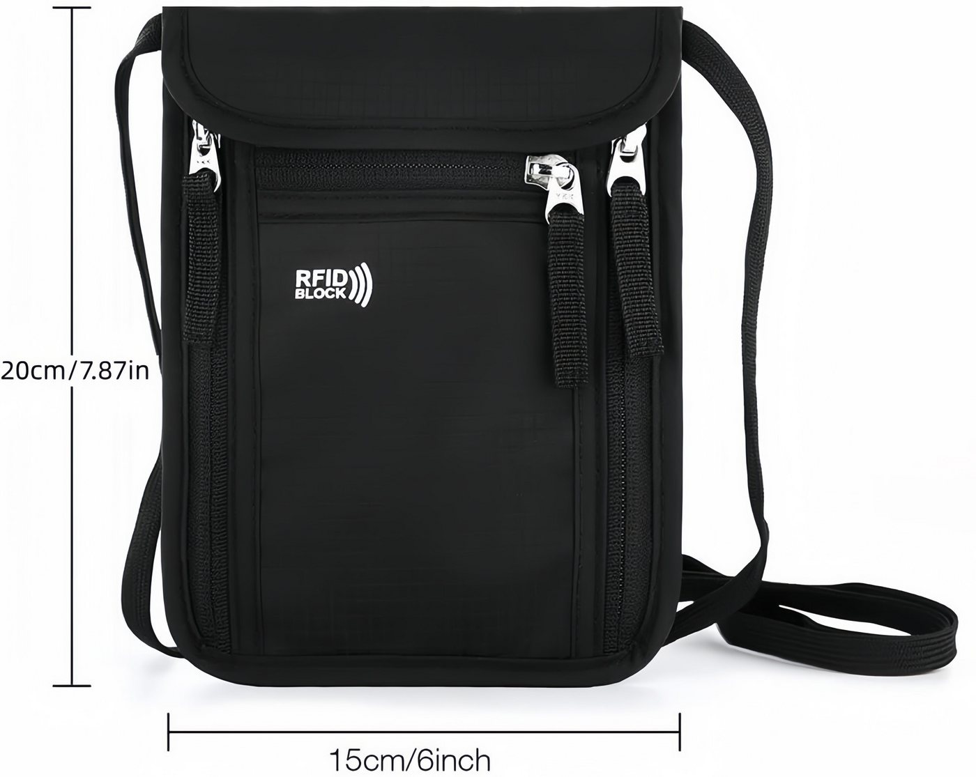 FOUORTUNATE-BEE Brustbeutel RFID Brustbeutel für Reise, wasserdicht, für Handy & Dokumente, RFID Brusttasche mit Umhängeband für Reisepass & Smartphone – Bild 2 von 5