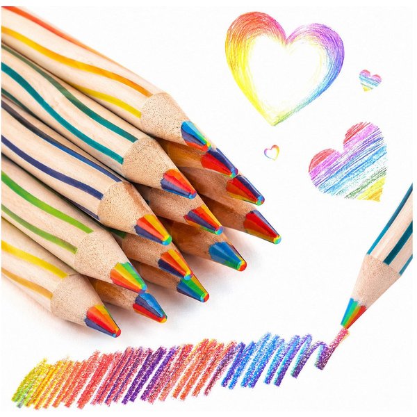 FOUORTUNATE-BEE Buntstift 12 Regenbogen Buntstifte 7-in-1 Farbstifte für Schule und Malspaß, (12-tlg), Geschenk für Kinder Geburtstag Schule Party Mitgebsel Kre